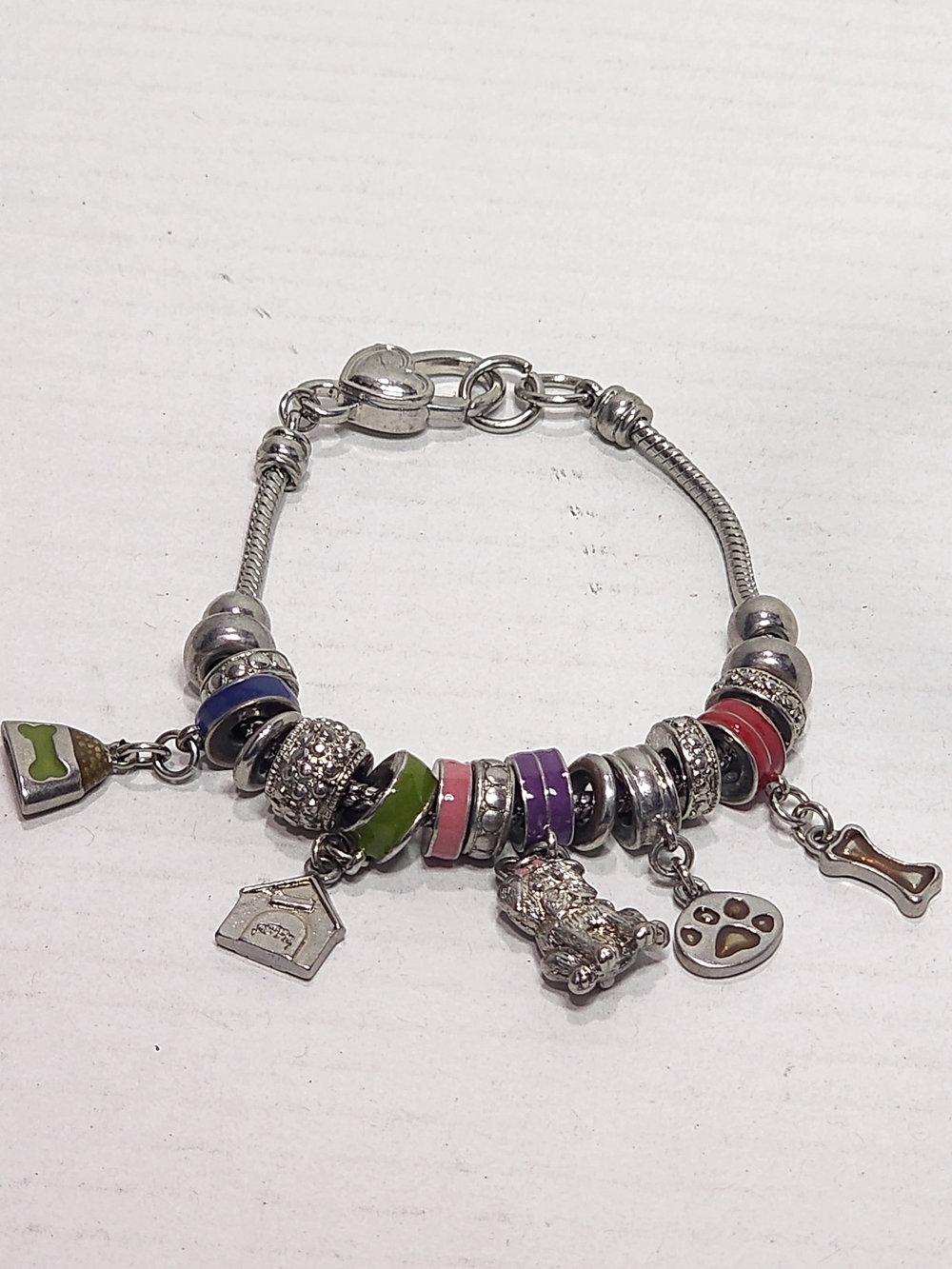 VTG Dangle Enameled Charm Bracelet Bright Colors With Dog Themed